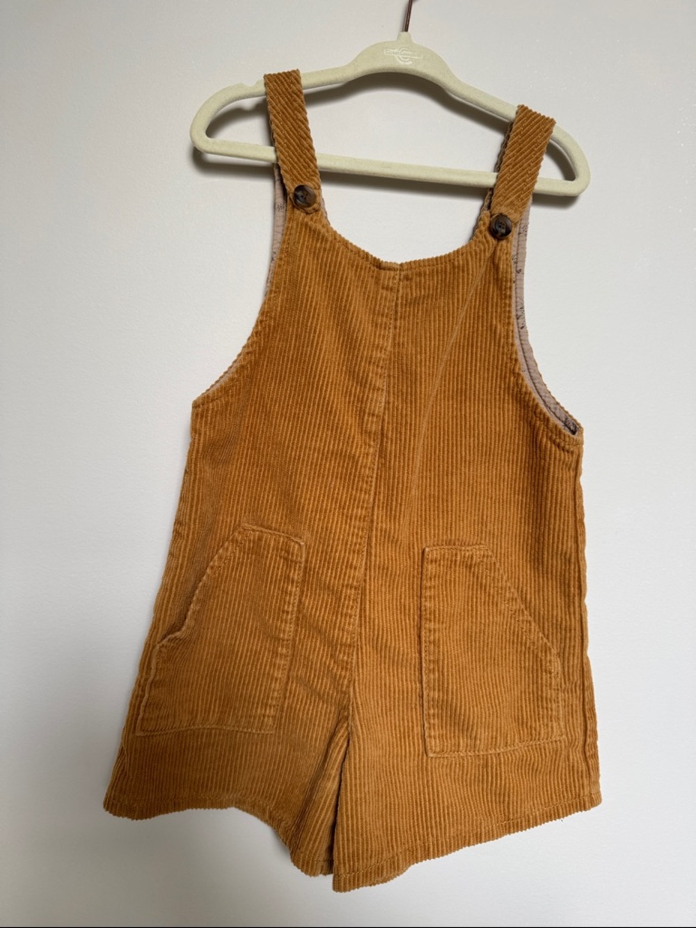 Zara Kids Corduroy Short Overalls in Mustard Brown